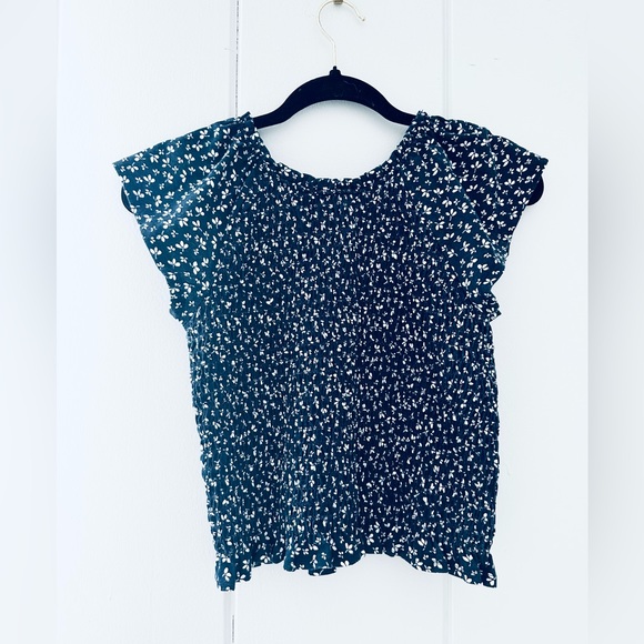 Wonder Nation Cropped Navy and White Floral Top / 10-12 Plus (Girls) - Picture 3 of 7